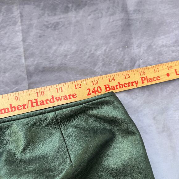 Women's Vintage 90's Hugo Buscatti Shiny Green Leather Casual Pants Sz 4 Tall - Picture 5 of 8